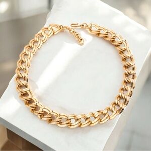 Monet VINTAGE 80s Signed Gold Chain Statement Necklace